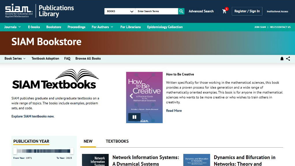 &lt;strong&gt;Figure 1.&lt;/strong&gt; The new online SIAM Bookstore within the SIAM Publications Library includes several exciting features and offers greater reach and exposure for SIAM books.