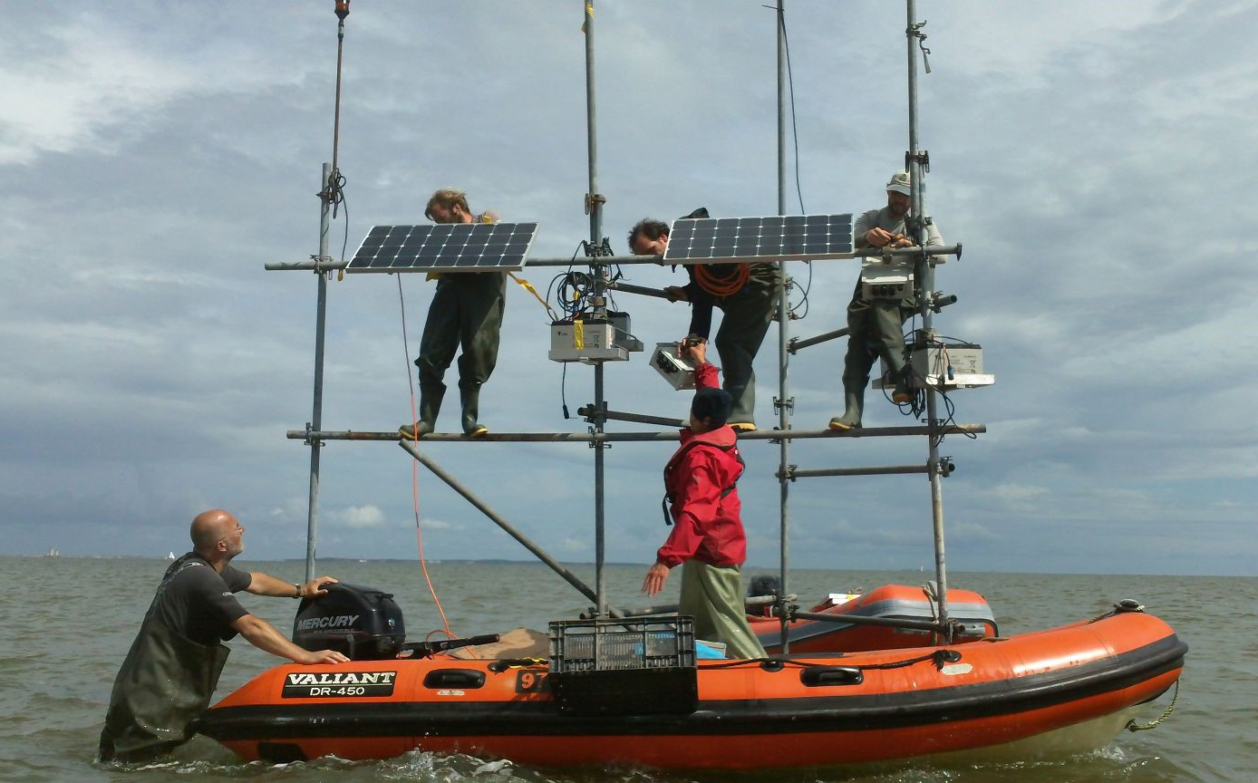 &lt;strong&gt;Figure 3.&lt;/strong&gt; Researchers set up an ATLAS receiver in the Wadden Sea in the Netherlands. Photo courtesy of the Royal Netherlands Institute for Sea Research.